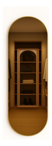 Espelho Oval 150x50 Corpo Inteiro Com Moldura Em Metal Moldura Dourado