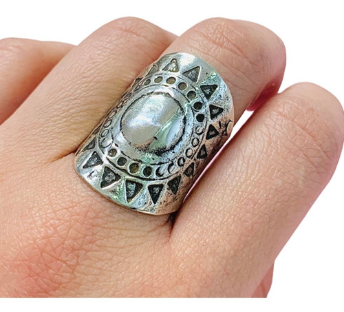 Ao 383  Anillo Hindu Sol De Plata