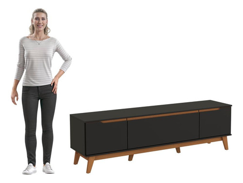 Rack Kappesberg 3 Portas Preto Fosco 180cm