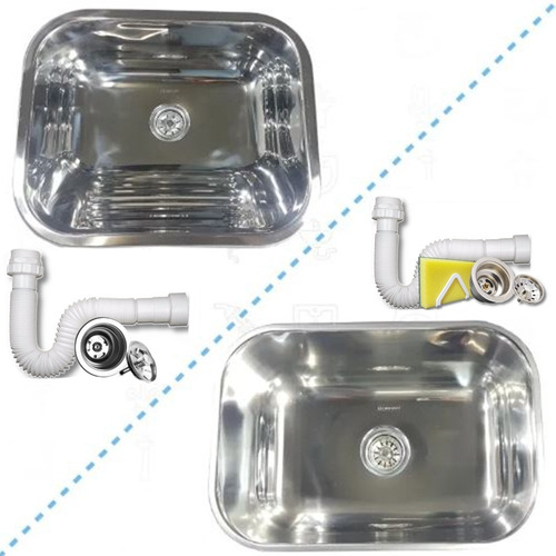 Tanque Inox Tecno 50x40x23 + Cuba N1 46x30x14cm 430 + Valvs