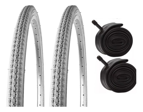 Par Pneus Cadeira De Rodas Aro 24x1.3/8 + Camaras Vee Rubber Cor Cinza