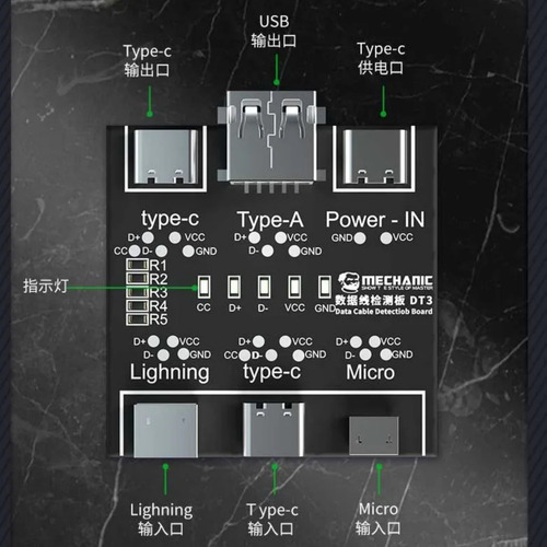 Probador De Cables Usb Mechanic Dt3, Detección De Placa Pcb