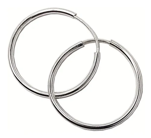 Aros Cubanos Lisos N5 31mm Plata 925 Argollas