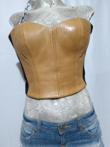 Sexy Corsé Corset De Piel Crop (Usado)