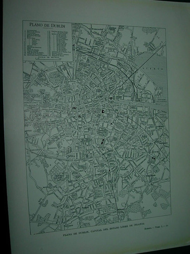 Mapa Antiguo Plano Blanco Negro Ciudad Dublin Irlanda Mapas