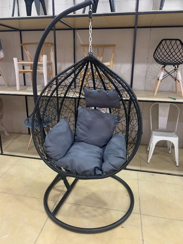 Sillon Hamaca Nido Colgante Simil Rattan Simei Color Negro