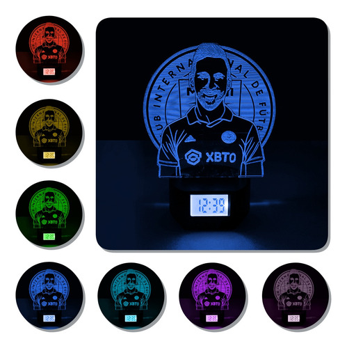Lámpara 3d Messi Miami Base Reloj