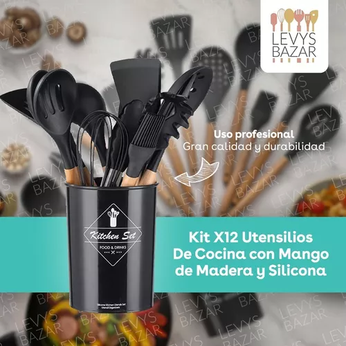 12 Piezas de Utensilios de Cocina Utensilios de Cocina Set de Silicona Set  Pinzas para Cocinar Soledad Set de utensilios de cocina