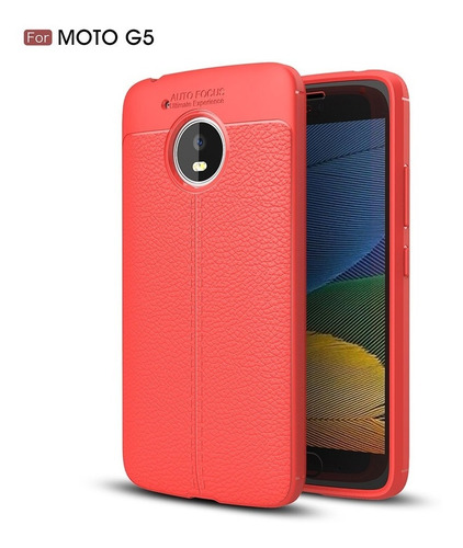 Funda Textura Litchi Autofocus Rojo Para Motorola Moto G5