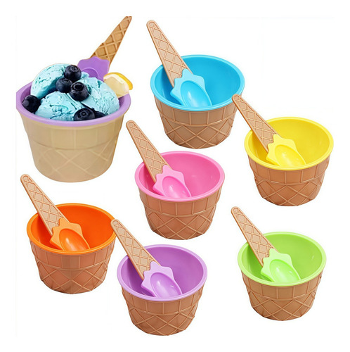 6 Tazones De Helado Reutilizables Para Niños