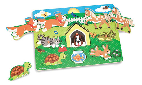 Melissa Y Doug Pets Peg Puzzle De Madera 8 Piezas