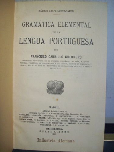Adp Gramatica Elemental De La Lengua Portuguesa / 1911