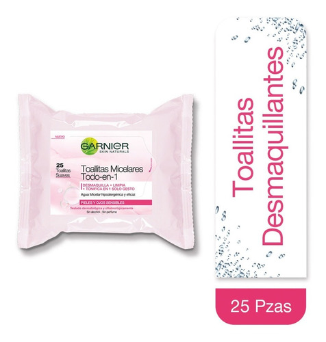  Toallitas Desmaquillantes Agua Micelar Garnier 25 Pzas 