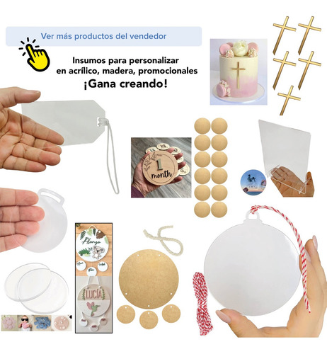Tag Identificador Acrílico Transparente Circular 10pz 9cm