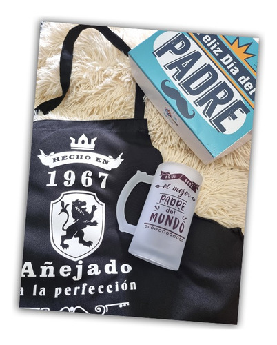 Set Delantal Negro + Jarra De Cerveza Regalo Personalizado