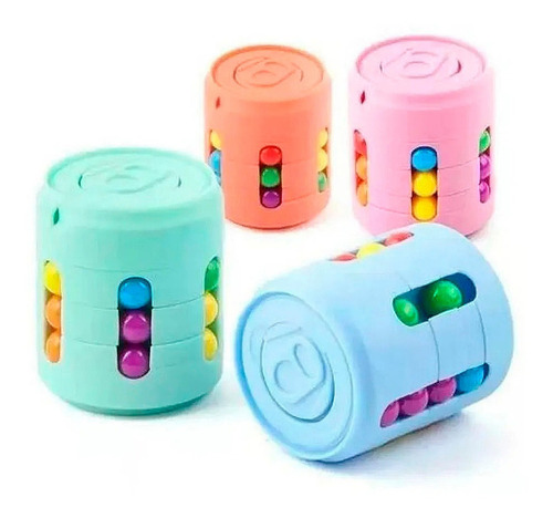 Fidget Toy Latinha Quebra Cabeça Giratória Cubo Anti Stress Cor Rosa