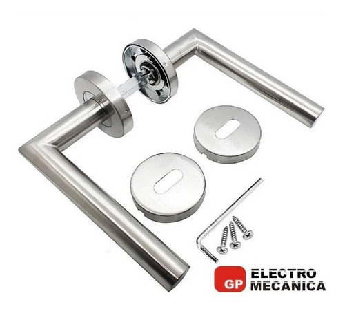 Imagen 2 de 9 de Manija Picaporte Doble Balancin Recto Acero Inox Bocallave