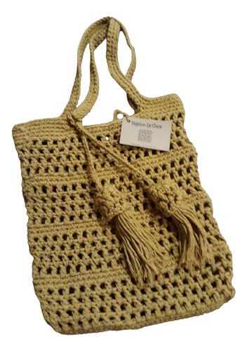 Bolsa De Red Hilo Crochet Ocre / Artesanal Tlc54b