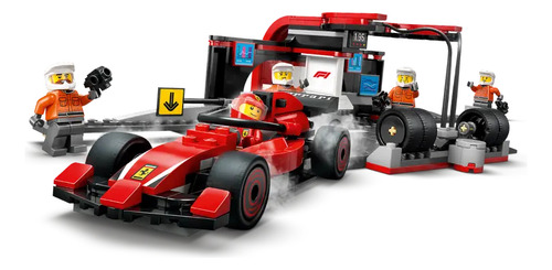Lego City Parada Pits De F1 Equipo Mecánicos Auto Ferrari 322 Lego City