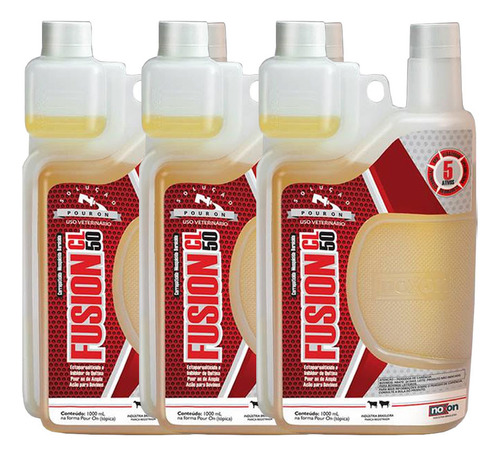 3 Uni Fusion Pour On 1 Litro - Carrapaticida E Bernicida