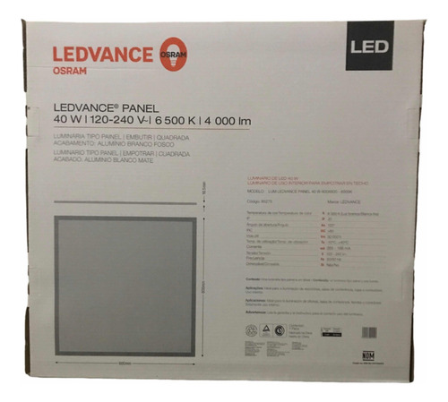 Ledvance Panel 40w 120-240v 6.500 K 4.000 Lm