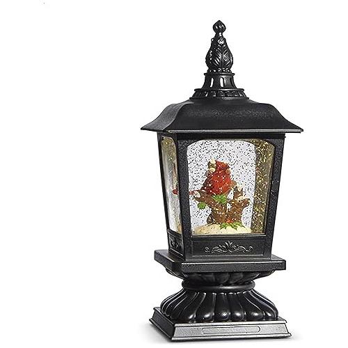 Cardinal On Branch Lighted Lantern, 10.5inch Height, Ch...
