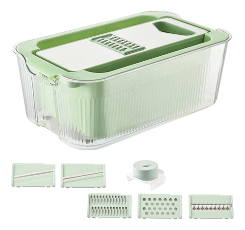 Fatiador Mandoline Para Cozinha Verde Com 6 Lâminas