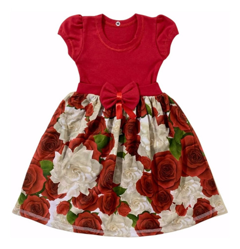 Vestido Infantil Florido Vermelho Natal Ou Rosa Baby Fab1