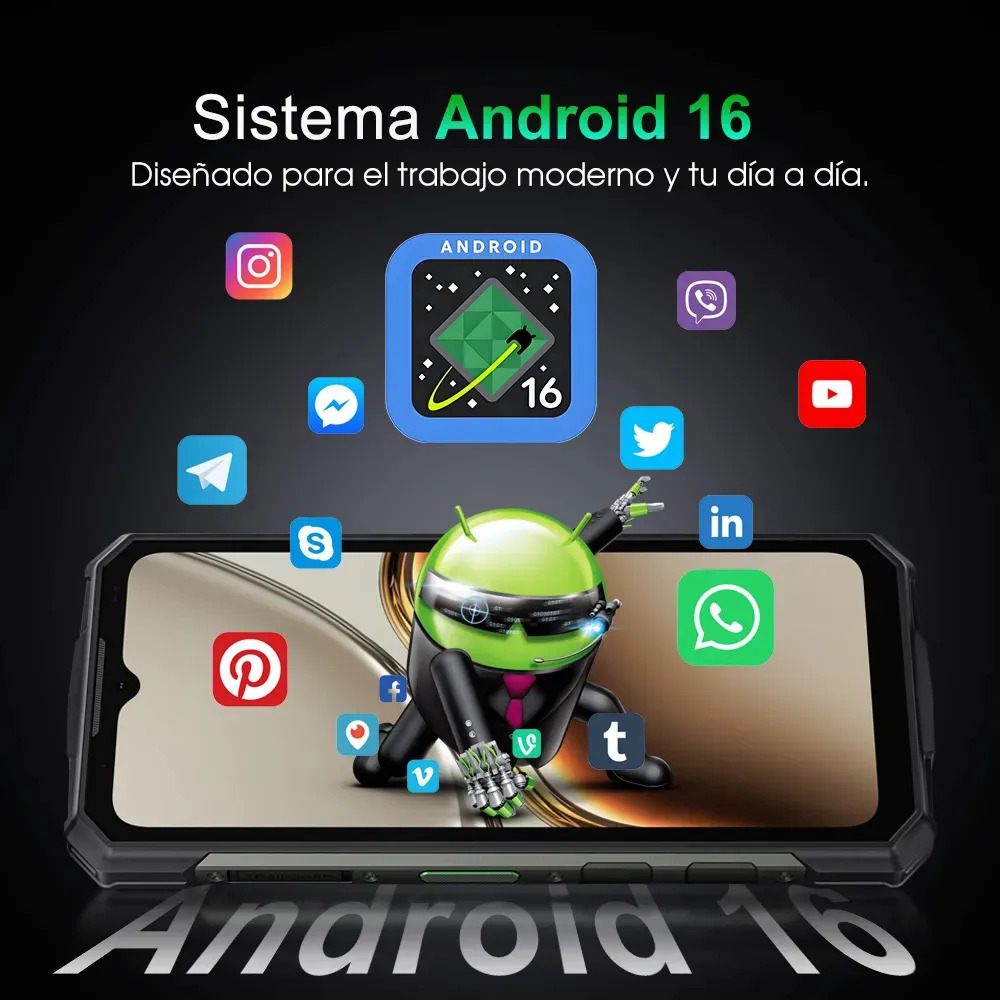 DOOGEE Fire 5 Pro Android 16 Celular Impermeable, 13000mAh 18W, 24GB+128GB/2TB Teléfono Resistente, 6.6'' HD+90Hz, 13MP+8MP, Helio G81/NFC/4G Triple Ranura/Face ID/GPS/OTG/IP68 Verde