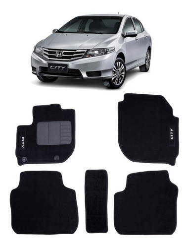 Imagem 1 de 9 de Tapete De Pelo Carpete Preto Para Honda City 2009 A 2014