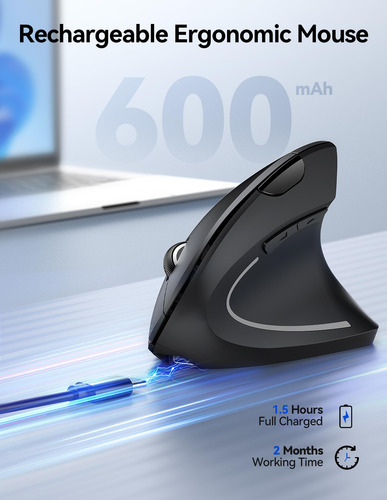 Ratón Tecknet Ergonómico Recargable Vertical Inalámbrico