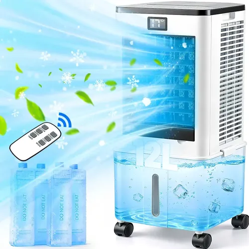 Lichtb Aire Acondicionado/enfriador Portátil, Enfriador Con Capacidad De 12 Litros Con Pantalla Led, Control Remoto Y Temporizador, Enfriador Portátil Multimodo Blanco