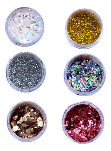 Kit Glitter Dafu Misto 12 Unid - Para Unhas E Resinas Cor Variados