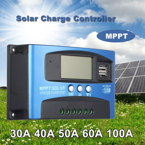 Controlador De Carga Solar 40a Mppt Dual Usb Ld Display Auto