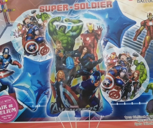 Set Globos Metalizados Avengers X 5 Pzs