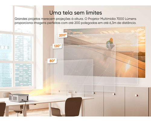 Projetor Multimídia Goldentec 7000 Lúmens Full Hd Com Androi Cor Prateado 127/220V