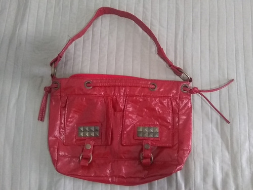 Cartera De Mujer Roja Grande, Sintético Impecable Estado  