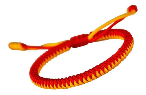 Pulsera Nudo Chino Hilo Rojo Y Amarillo  Tibetana Amor 