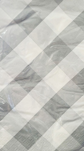32 Servilletas Guest Grande Cuadros Plata Gingham Fiesta For