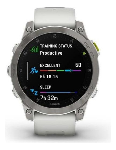 Smartwatch Garmin Zafiro Epix Gen 2 1.3" caja de  zafiro  plateada, malla  blanca de  silicona