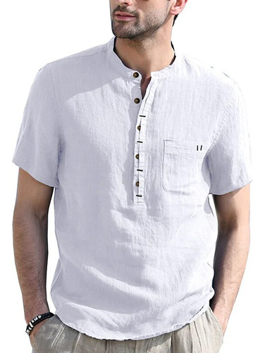 Camisas Casuales Para Hombre, Blusa De Algodón Y Lino De Man