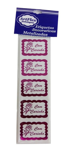 Etiqueta Adesiva Para Lembrancinha Com Carinho Rosa 600 Un.
