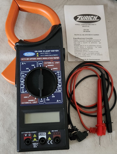 Pinza Amperimétrica Digital Zurich Zr-266 1000a (Usado)