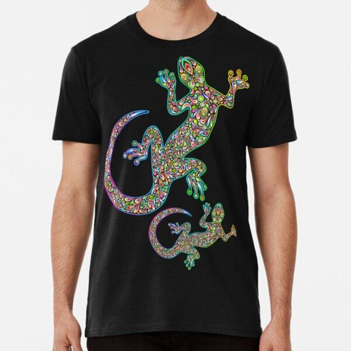 Remera Gecko Lizard Psychedelic Fantasy Art Vector Ilustraci