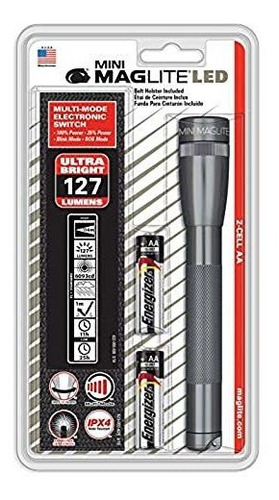 Maglite Mini Led 2-cell Aa Linterna Con Funda, Gris