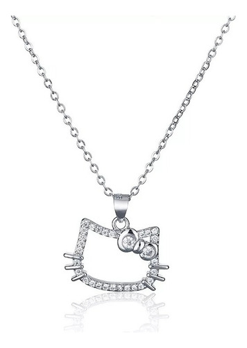V Collar Hello Kitty De Plata Con Caja Para Regalar