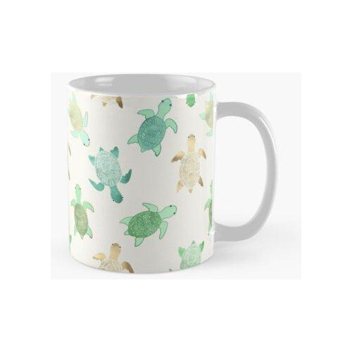 Taza Tortugas Doradas De Jade Y Menta Calidad Premium