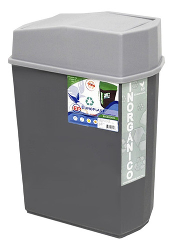 Bote De Basura Amplio, Mxccq-002, 2pzas, 24l, 36x23cm Boca, Color Gris