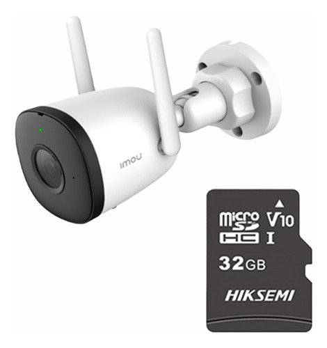 Imou Camara Bullet Wifi De 4 Megapixeles F42n-plus-32 Con Microsd 32gb Y Letrero Disuasivo H.265 Detección De Humanos 2.8 Mm Microfono Integrado Ip67 Ir 30m F42n Notificaciones De Alarmas 