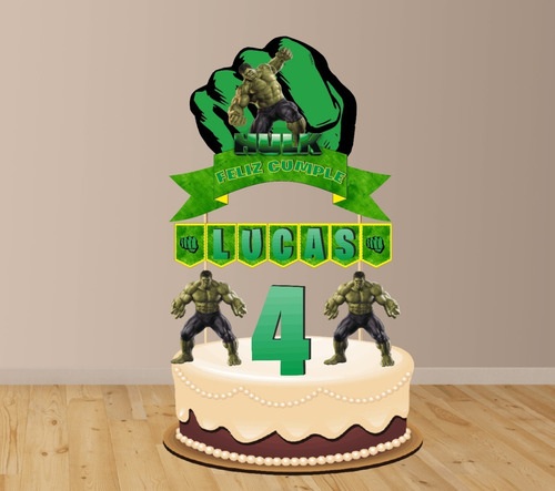 Imagen 2 de 7 de Hulk Adornó Para Tortas Cake Topper Personalizado